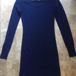 Navy Blue Long Sleeved Sweater Dress